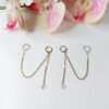Brinco Argolinha Corrente Com Ponto De Luz E Piercing Fake Folheado Em Ouro 18k - Image 3