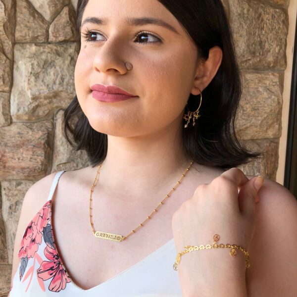Colar com Corrente com Pingente Gratidão Folheado  Ouro 18k - Image 3