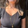 Colar com Pingente de Cruz e Face de Jesus Folheado em Ouro 18k - Image 3