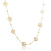 Colar Longo com Bolinha e Flor Folheado em Ouro 18k
