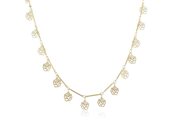 Colar com Corrente com Mini Flores Folheado em Ouro 18k