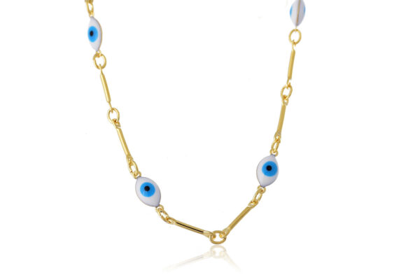 Pulseira Folheada em Ouro com Olho Grego Folheado em Ouro 18k