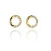 Brinco Aro Torcido Cravejado Com Zircônia Folheado Em Ouro 18k