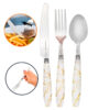 Jogo Kit de Talheres Estilo Marmorizado Utensílios Cor:Branco