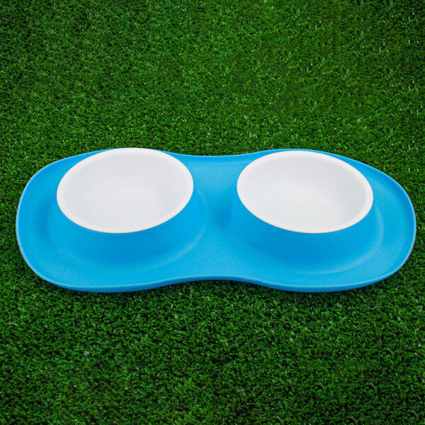Comedor Pote Para Ração Agua Tigela Duplo Cachorro Gato Silicone Cor:Azul - Image 3