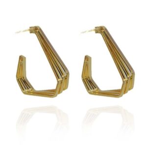 Brinco Argola Três Triangulos Folheado A Ouro 18k