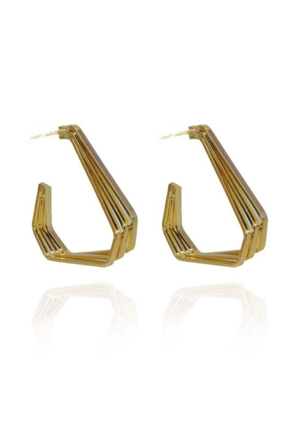 Brinco Argola Três Triangulos Folheado A Ouro 18k