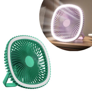 Mini Ventilador Mesa Luz Ring Light Usb Portátil Cor:Verde