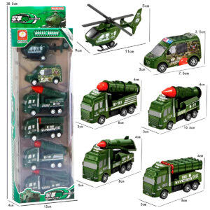 Conjunto 6 Carrinho e Helicóptero Miniaturas - Cor:Verde