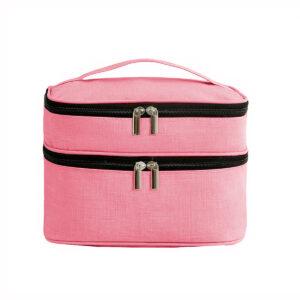 Necessaire Viagem Dupla Organizador Maquiagem Cor:Rosa