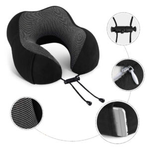 Almofada Travesseiro PescoçoViagem Fecho Ajustável Cor:Cinza