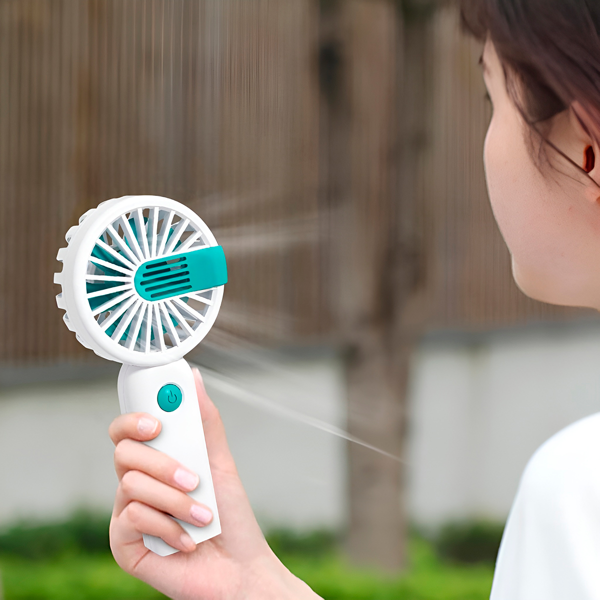 Mini Ventilador Portátil Recarregável com Base Cor:Azul - Imagem 2