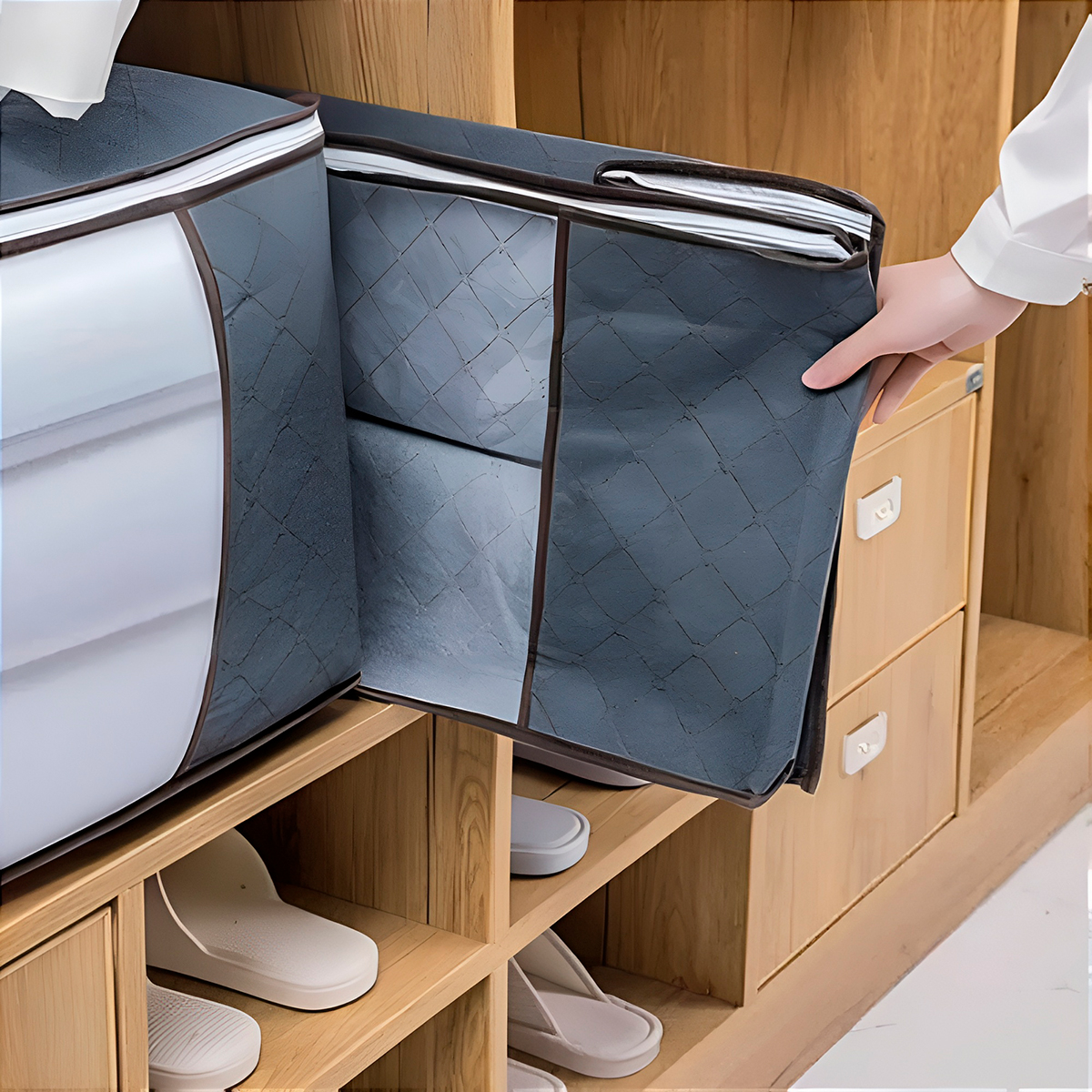Saco Organizador Bolsa Roupas Cobertas Multifuncional Cinza - Imagem 3