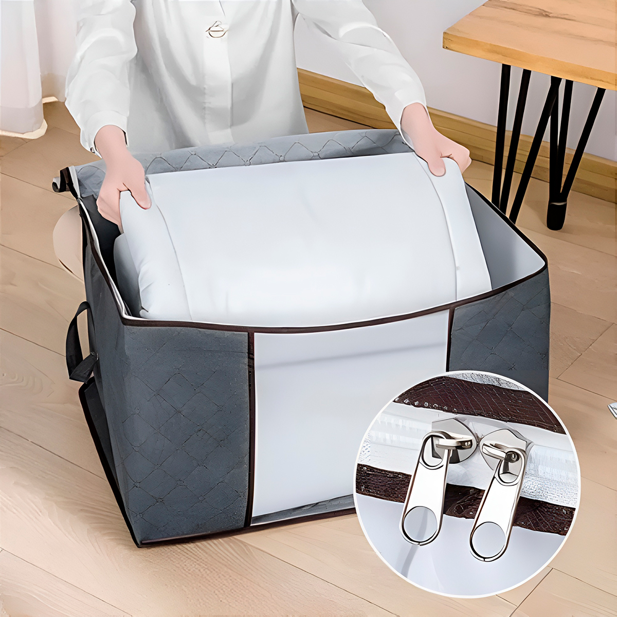 Saco Organizador Bolsa Roupas Cobertas Multifuncional Cinza - Imagem 4