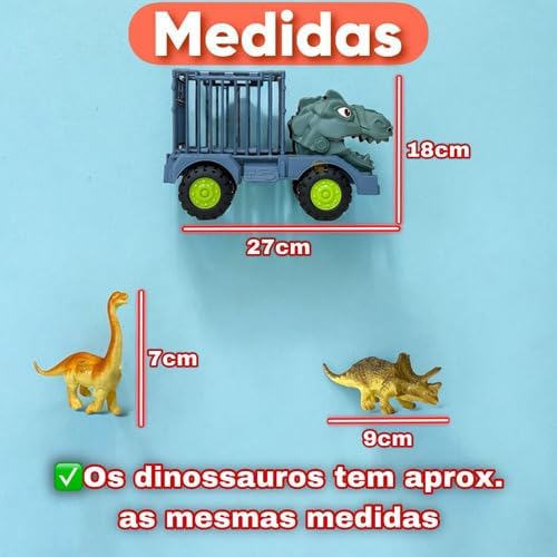 Caminhão Carrinho + 4 Dinossauros Safari Brinquedo Crianças - Imagem 5