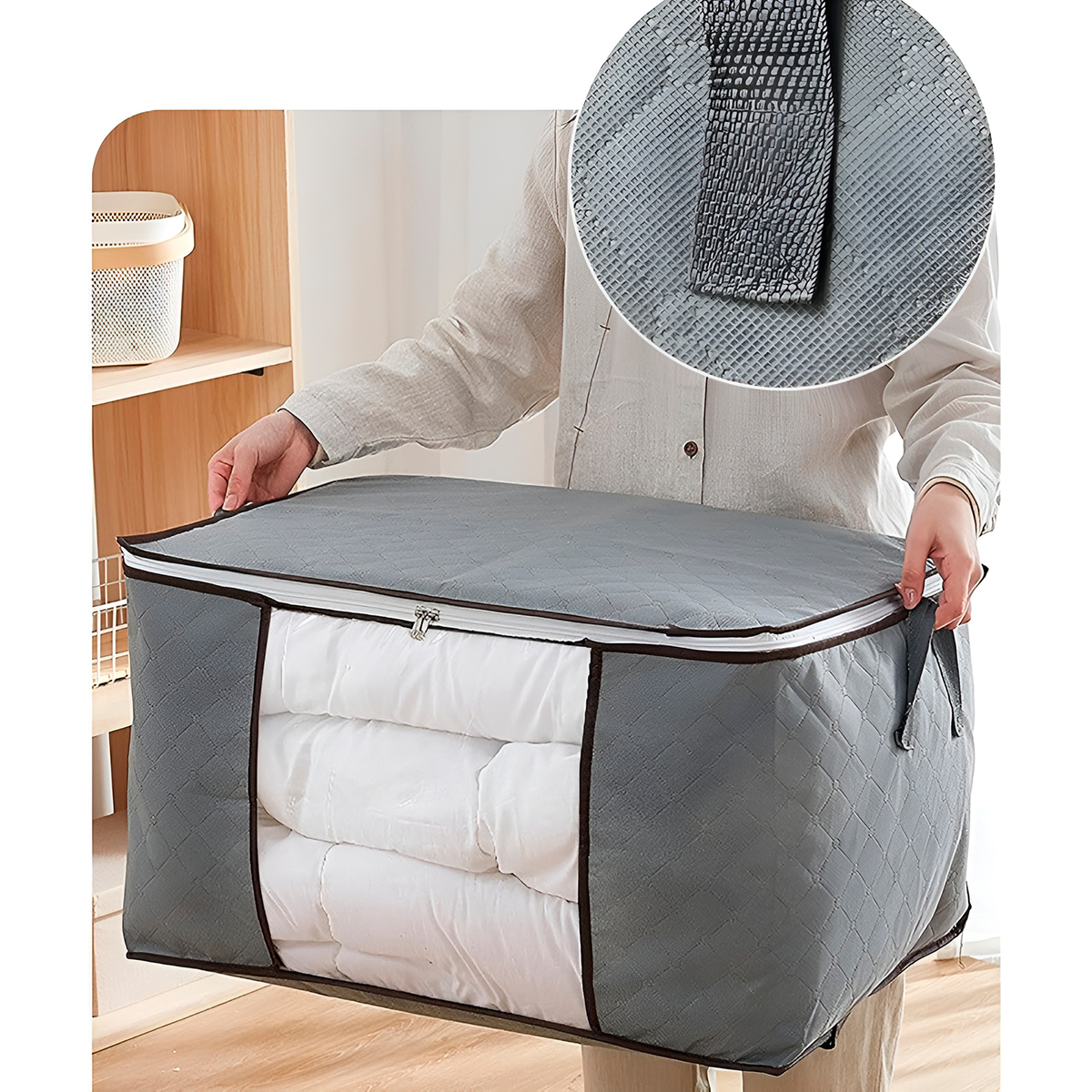 Saco Organizador Bolsa Roupas Cobertas Multifuncional Cinza - Imagem 5