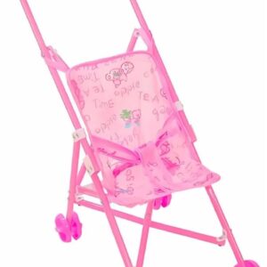 Carrinho de Boneca Dobrável Portátil Brinquedo Infantil em Rosa Acessório para Crianças Bonecas 3 Anos ou Mais (Rosa Claro)
