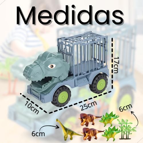 Caminhão Carrinho + 4 Dinossauros Safari Brinquedo Crianças - Imagem 4