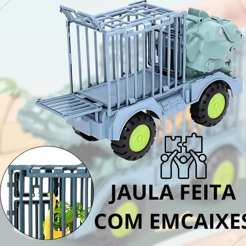Caminhão Carrinho + 4 Dinossauros Safari Brinquedo Crianças - Imagem 3