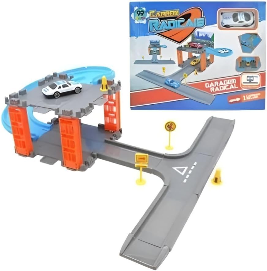 Radical Racing Pista de Carros com Rampa Radical, Circuito Infantil com Curvas e Obstáculos, Brinquedo Educativo para Crianças com Carro Incluso - Imagem 8