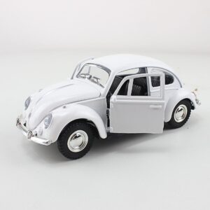 Miniatura Fusca Escala 1:32 Carrinho de Ferro com Fricção Fusquinha Abre a Porta, Brinquedo Fusca Colorido (Branco)