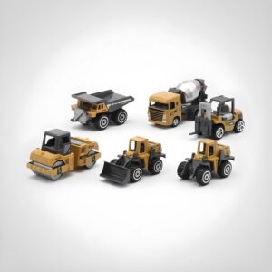 Kit 6 Mini Veículos de Construção Infantil Metal Caminhões Trator Escavadeira Carrinho Obras Brinquedo Educativo Presente Criança