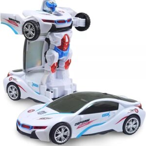 Carro Vira Robo Som Luz Carrinho BMW BRANCO Brinquedo Menino Pilha Cor CAMARO AMARELO - TYDA (BMW BRANCO)