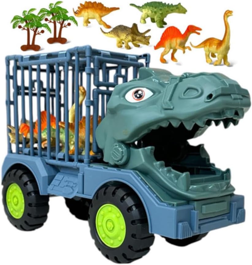 Caminhão Carrinho + 4 Dinossauros Safari Brinquedo Crianças - Imagem 2