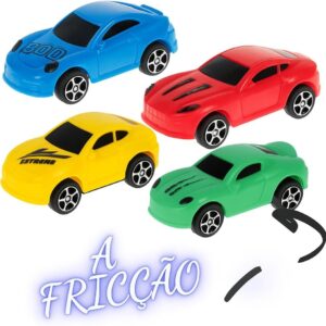 Kit 4 Mini. Carrinhos Coloridos de Fricção 10cm – Brinquedo Infantil Sortido