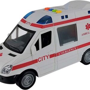 Mini Veículo Ambulância com luz som e abertura de portas Brinquedo Infantil 1:16 Shiny Toys 000432