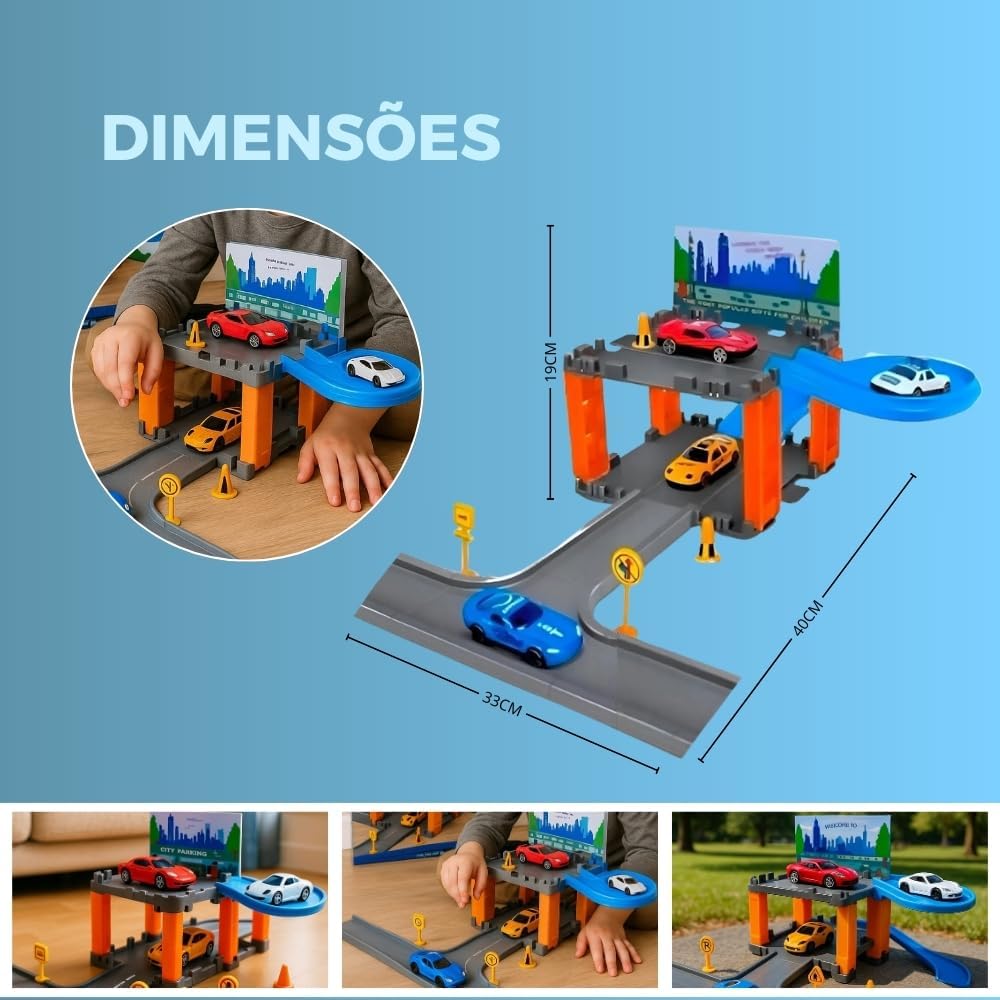 Radical Racing Pista de Carros com Rampa Radical, Circuito Infantil com Curvas e Obstáculos, Brinquedo Educativo para Crianças com Carro Incluso - Imagem 4