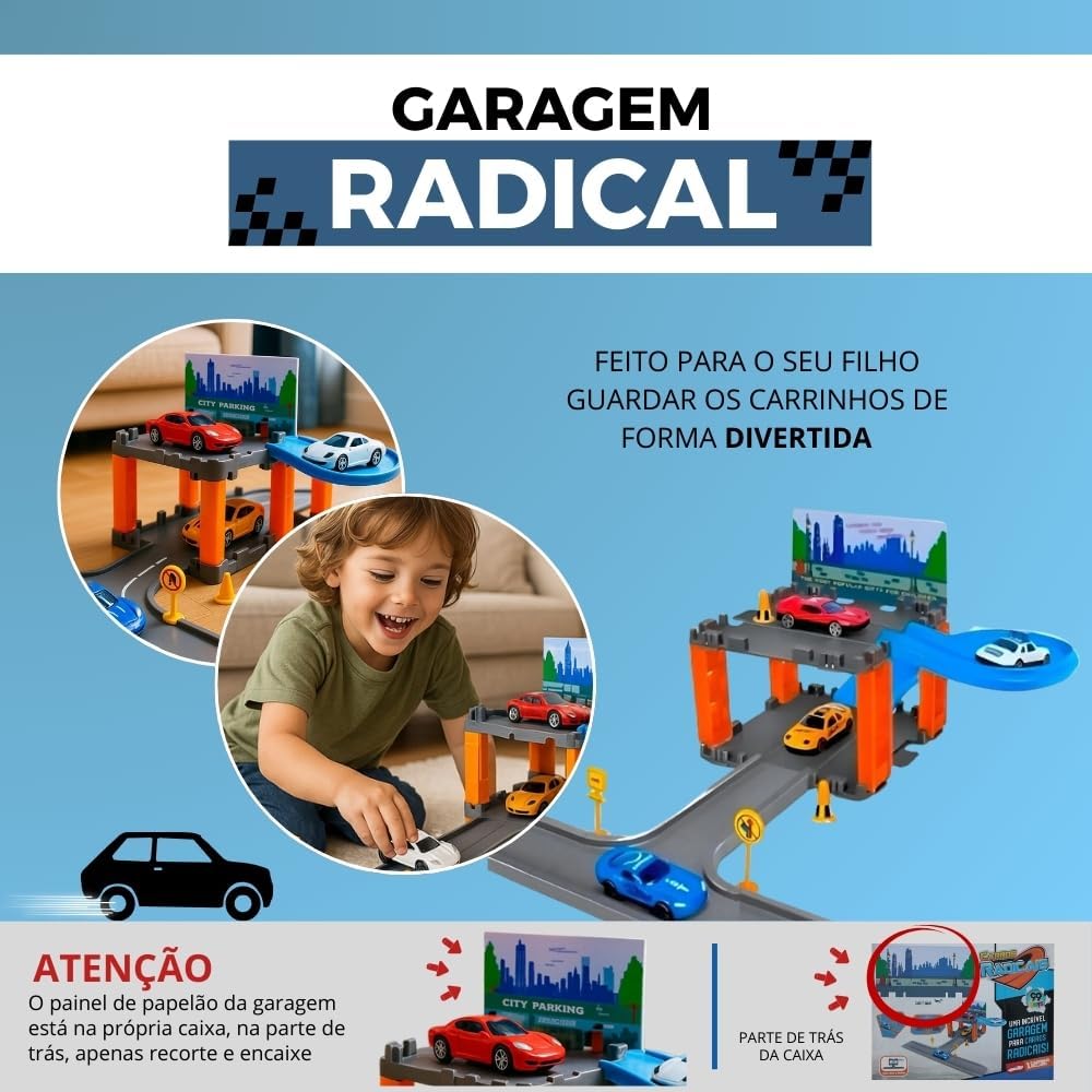 Radical Racing Pista de Carros com Rampa Radical, Circuito Infantil com Curvas e Obstáculos, Brinquedo Educativo para Crianças com Carro Incluso - Imagem 3