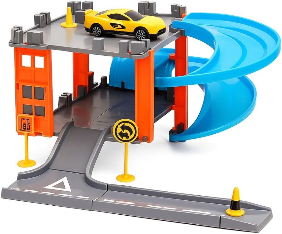 Radical Racing Pista de Carros com Rampa Radical, Circuito Infantil com Curvas e Obstáculos, Brinquedo Educativo para Crianças com Carro Incluso