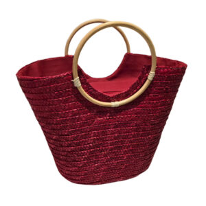 Bolsa Grande Alça Madeira Artesanal  Cor:Vinho