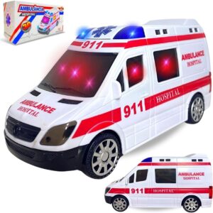 Carrinho De Ambulância Bate E Volta Com Música E Luz 3 D Brinquedo
