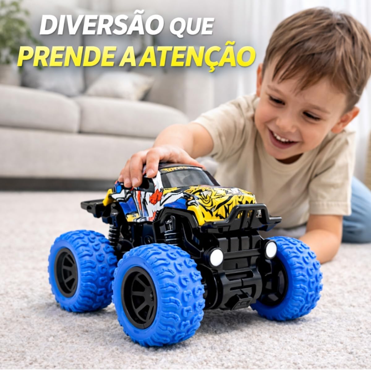 Carrinho Monster Truck Infantil com Rodas Grandes
