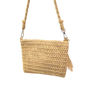 Bolsa Artesanal Lateral Transversal Casual Praia Cor:Bege