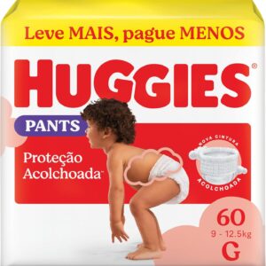 Fralda Pants Huggies Supreme Care, Tamanho G, 9-12,5 kg, 60 Unidades, Estilo Roupinha com Cintura Acolchoada