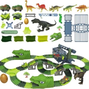 Pista de Carrinhos Dinossauro com 2 Carrinhos com Luz 277 Peças Brinquedo Infantil