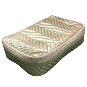 Bolsa Necessaire Estilo Matelassê Chevron Metálico Dourado