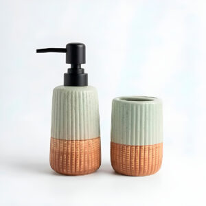 Kit 2 Peças Porta Sabonete Líquido Porta Escova Verde Claro