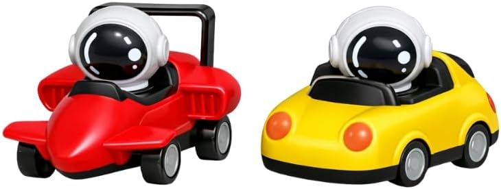 Carrinhos de Brinquedo com Astronautas, Movimento por Fricção, Sem Pilhas, 4 Cores (Vermelho, Amarelo, Verde, Azul) (Vermelho e Amarelo)