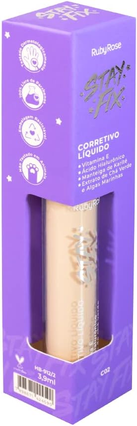 Corretivo Líquido Stay Fix - HB9122 - C02 - RUBYROSE 3,9ml - Imagem 4