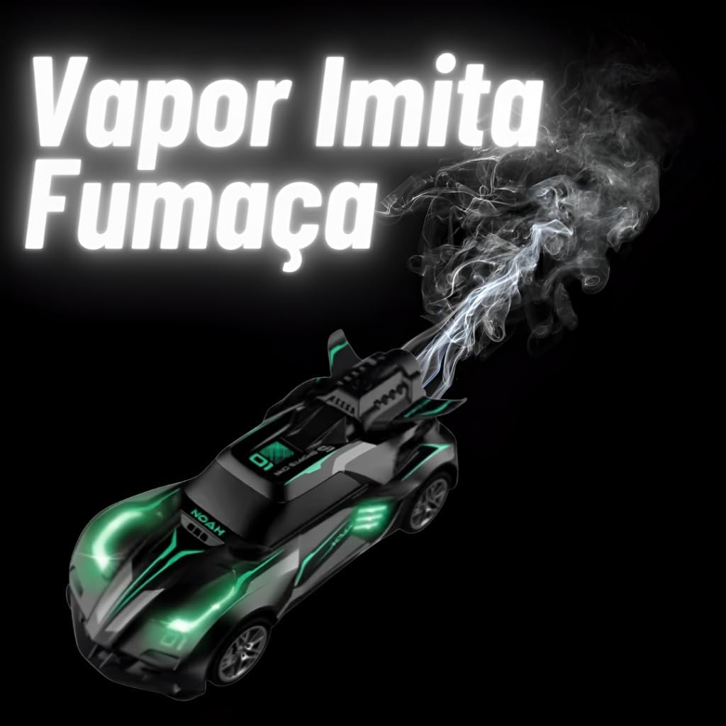 Carrinho Brinquedo Com Controle Remoto que Solta Fumaça e Luzes da Sirene (Preto) - Imagem 3