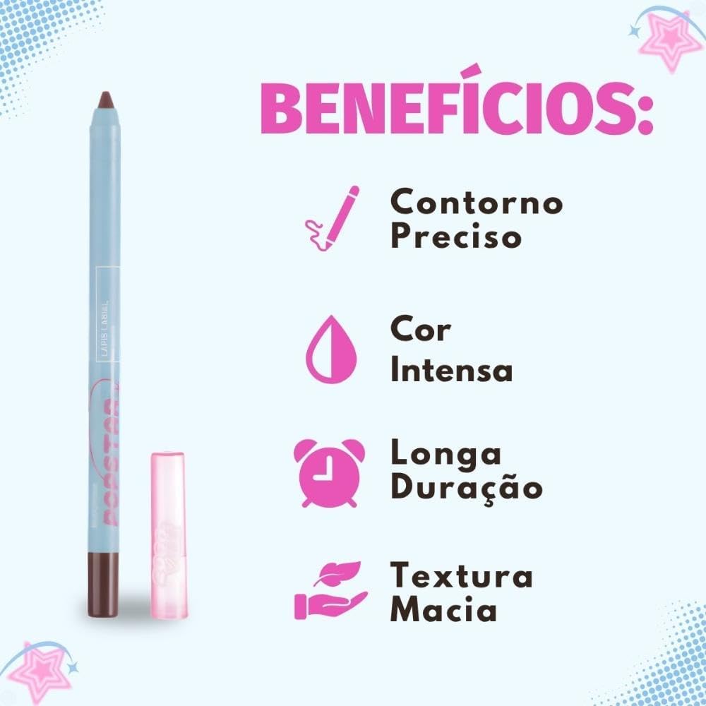 Ruby Rose Lápis Labial Iconic Popstar, Delineador para Lábios, Longa Duração (2 - Comeback) - Imagem 3