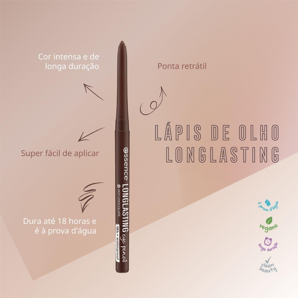 Lápis de olhos Longlasting essence 02 hot chocolate - Imagem 4
