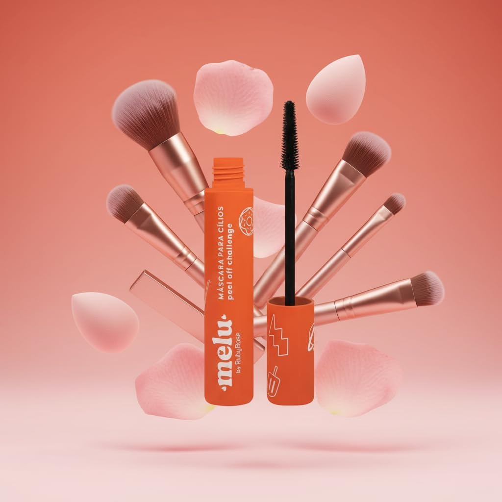Melu by RubyRose Máscara para Cílios Peel Off Challenge com Escova de Silicone, Super Alongamento, Laranja - Imagem 2