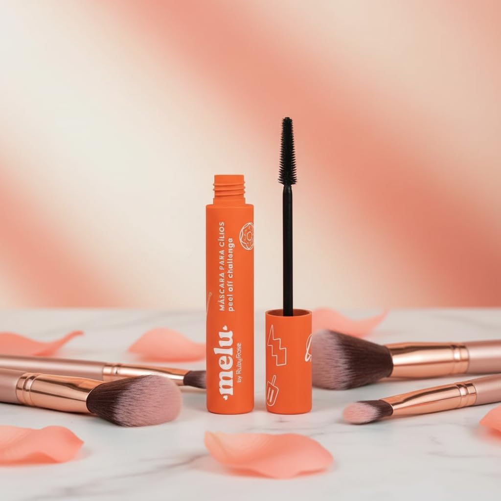 Melu by RubyRose Máscara para Cílios Peel Off Challenge com Escova de Silicone, Super Alongamento, Laranja - Imagem 6