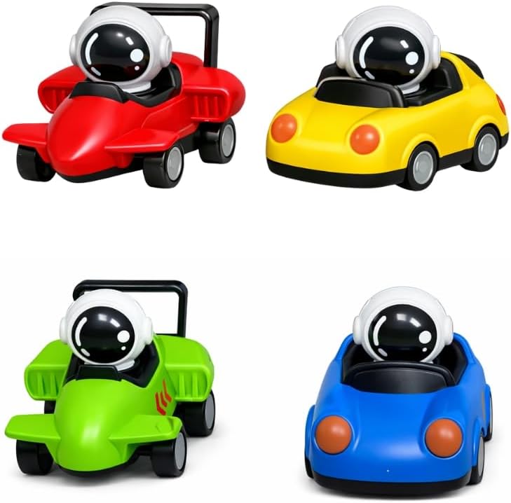 Carrinhos de Brinquedo com Astronautas, Movimento por Fricção, Sem Pilhas, 4 Cores (Vermelho, Amarelo, Verde, Azul) (Vermelho e Amarelo) - Imagem 6