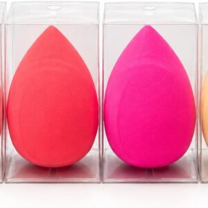 Esponja para Maquiagem Facial Gota Cores Variadas Rosa Creme Pêssego e Pink 4x6cm